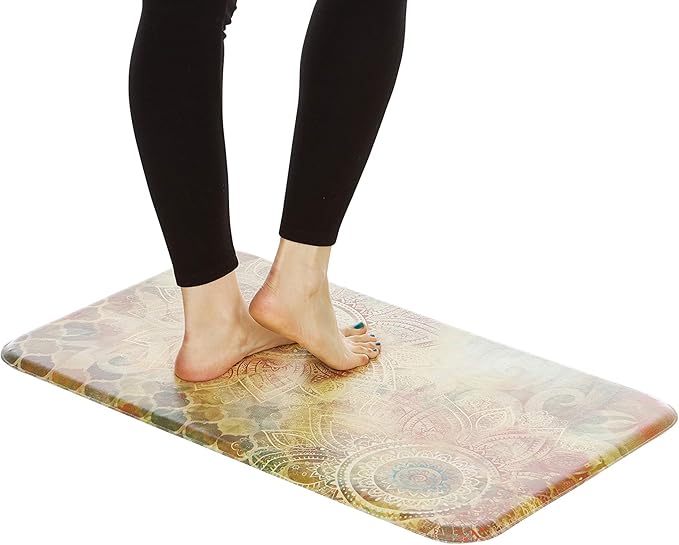 J&V TEXTILES Anti Fatigue Kitchen Mat - Kitchen Mat Cushioned Anti Fatigue, Kitchen Floor Mats Cushioned, Non Slip Waterproof Mat Standing Desk, 20x36x1/2 inches (Boho Study Floral)