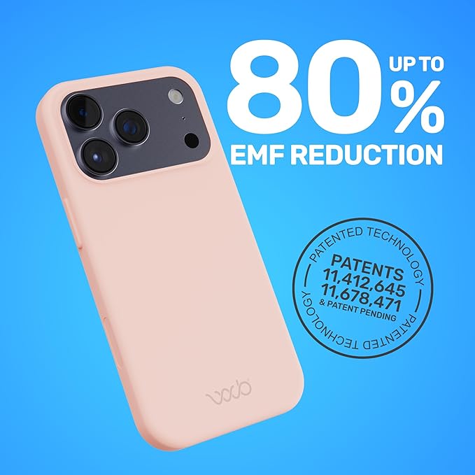 WAVEBLOCK EMF Protection Silicone iPhone Case Compatible with iPhone 17 Pro, Radiation Blocker, 5G Shield Reduction, Lightweight, USA Patented and Tested in FCC Lab, Pink