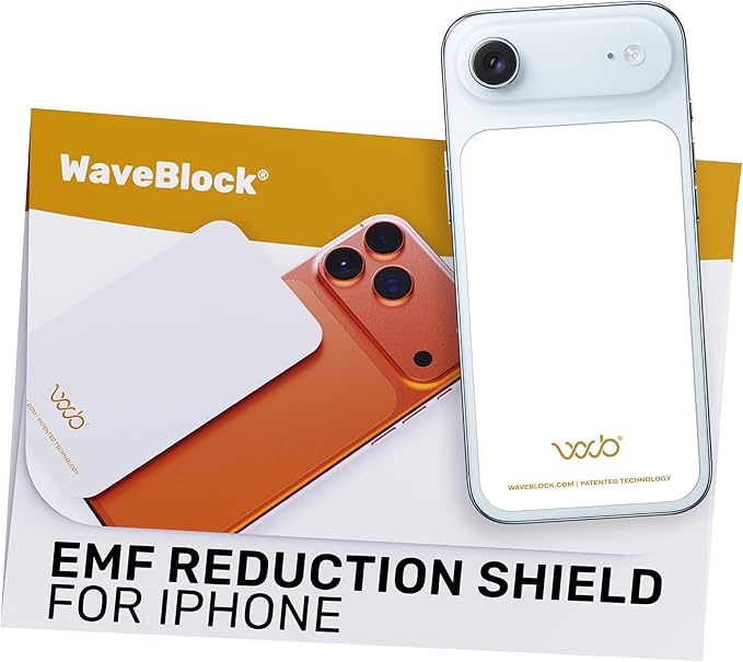WAVEBLOCK EMF Blocker for Cell Phone - Made for iPhone 17 Air - The Only Patented, Real Scientifically Backed, Lab-Tested 5G-Shield Sticker to Protect You & Your Loved Ones - USA Made White