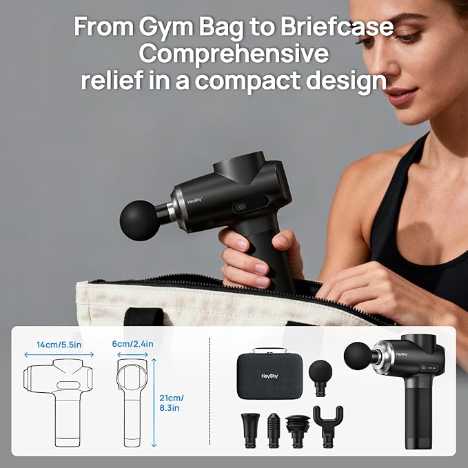Professional Muscle Massage Gun Deep Tissue, Portable Handheld Massager with 5 Speeds and 5 Heads, Percussion Back Body Masajeador 12mm Amptitude for Athletes, FSA Eligible & HSA Approved