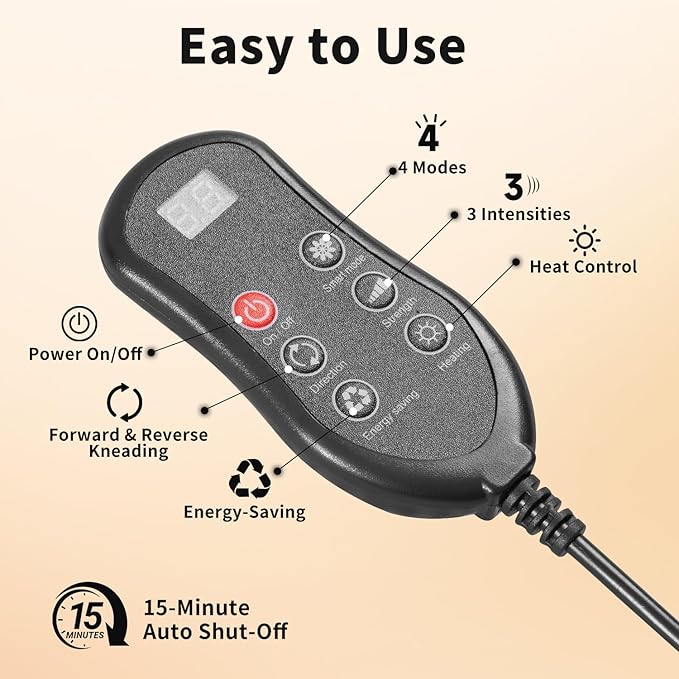 Firebrighting Electric Back Massager with Heat for Office Chair - Shiatsu Deep Kneading Massage Pillow, Back Comfort Support for Meetings and Reading, Adjustable Strap,Gifts for Dad Mom Men Women