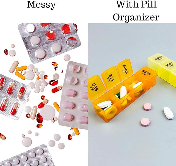 Pill Organizer 4 Times a Day,Premium Weekly Pill Case Medicine Organizer Box 7 Days 28 Compartment to Hold Vitamins Medicine Organizer Box