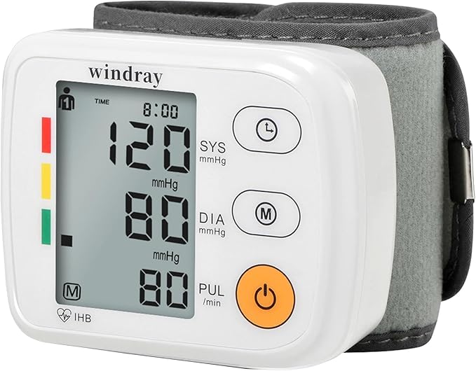 Wrist Blood Pressure Monitors Windray Automatic Digital BP Machine Accurate - Adjustable Cuff,Portable LCD Display 120 * 2 Readings Memory Function