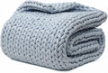 YnM Cooling Weighted Blanket, Handmade Chunky Yarn Knitted Design, Temperature Regulating and Breathable, Machine Washable Throw for Sleep or Home Decor (Azure Blue, 80x87 Inch, 25lbs)