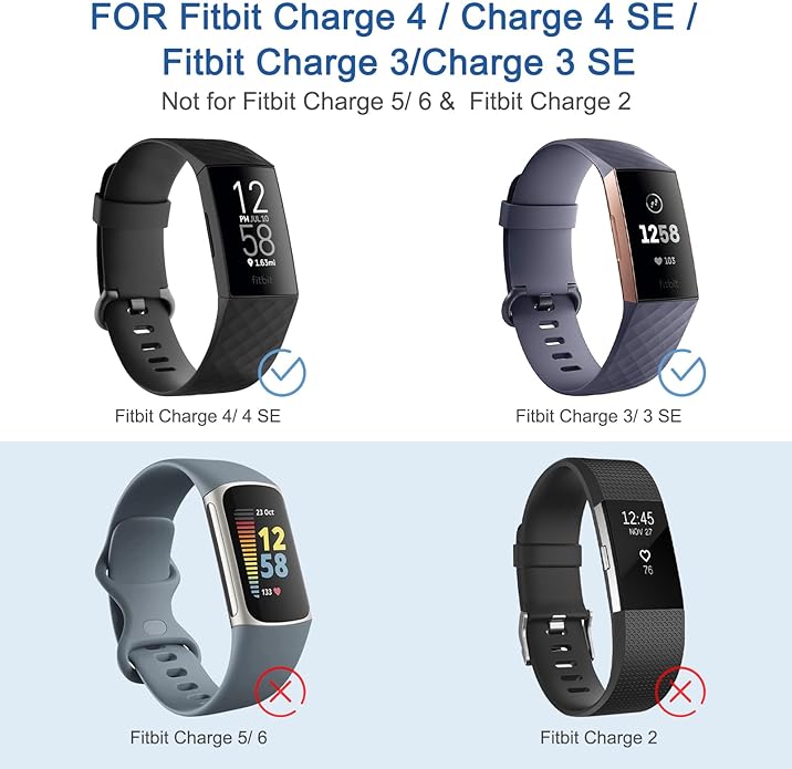 Vancle Bands for Fitbit Charge 4 Bands/Fitbit Charge 3 Bands Women Men[4 PACK], Classic Soft Replacement Sport Straps Wristbands for Fitbit Charge 4 / Charge 3 Fitness & Health Tracker