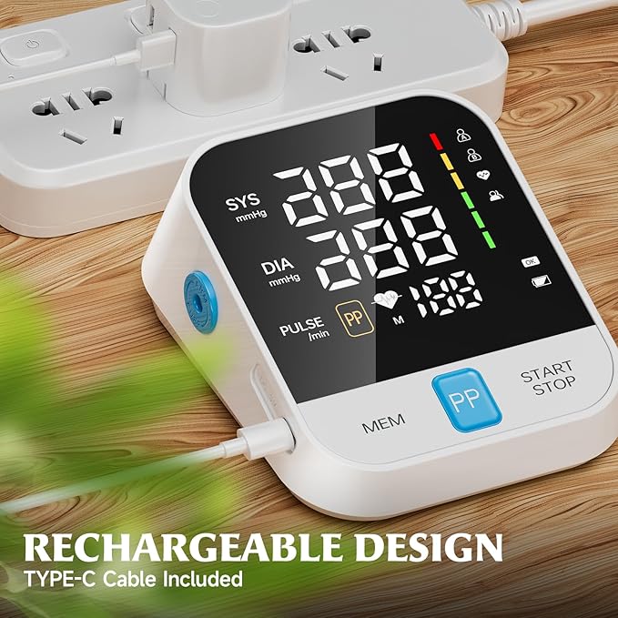 Blood Pressure Monitor for Home Use with Upper Arm Wide Range Cuff (8.7-15.7 Adjustable) & LED Display, Automatic Digital BP Machine Storage Bag, 240 Memories for 2 Users