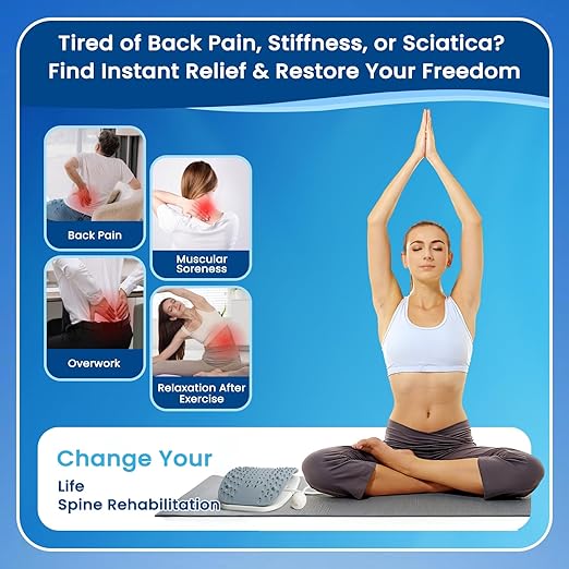JUMPOW Back Stretcher for Lower Back Pain Relief - Adjustable Lumbar Back Cracker Board, Relief for Lumbar Area Pain, Scoliosis Aid, Ergonomic Spine Decompression