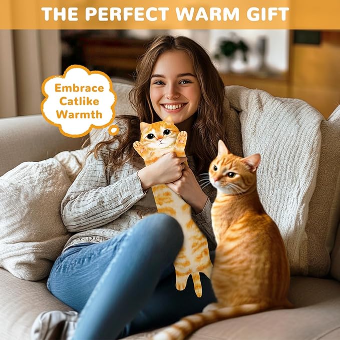 Cat Heating Pad for Period Cramps Menstrual Pain Relief, Portable Electric Heat Pads USB Powered, Cute Stuff Stuffed Animals Funny Gifts for Women Teen Girls s Cat Lovers Birthday Easter Christmas