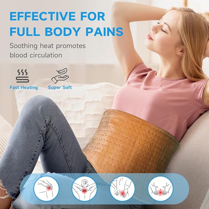 GOTCOZY Heating Pad for Back Pain Relief & Cramps,Electric Heating Pads for Neck and Shoulders with 2H-Auto Shut Off and 5 Heat Settings,Gifts for Mom Men 12''X24''(Biscuit)