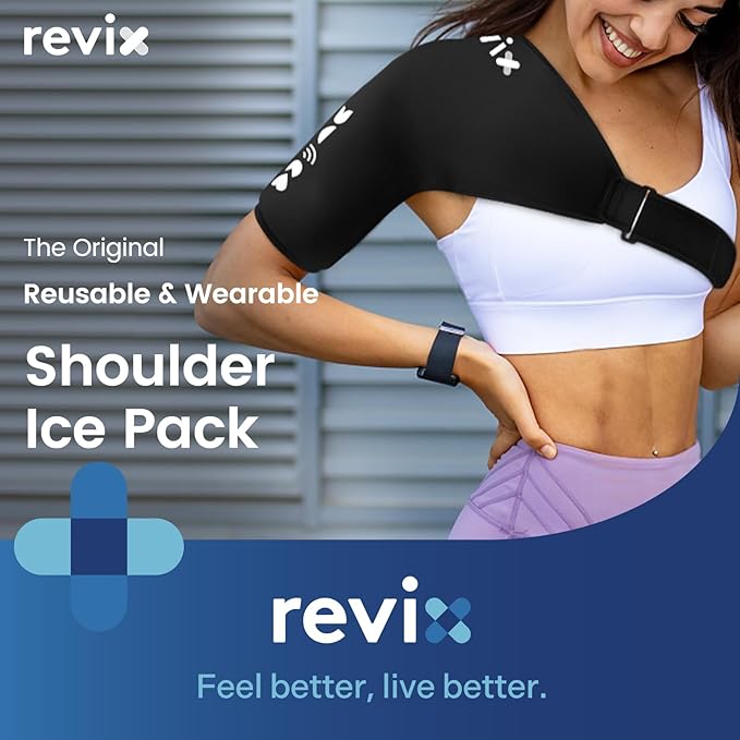 REVIX Shoulder Ice Pack Wrap for Rotator Cuff Cold Therapy, Premium Solid Gel Ice Pack for Shoulder with Soft Lycra, Reusable Shoulder Brace Ice Sleeve for Men Women Post-Workout Recovery & Discomfort