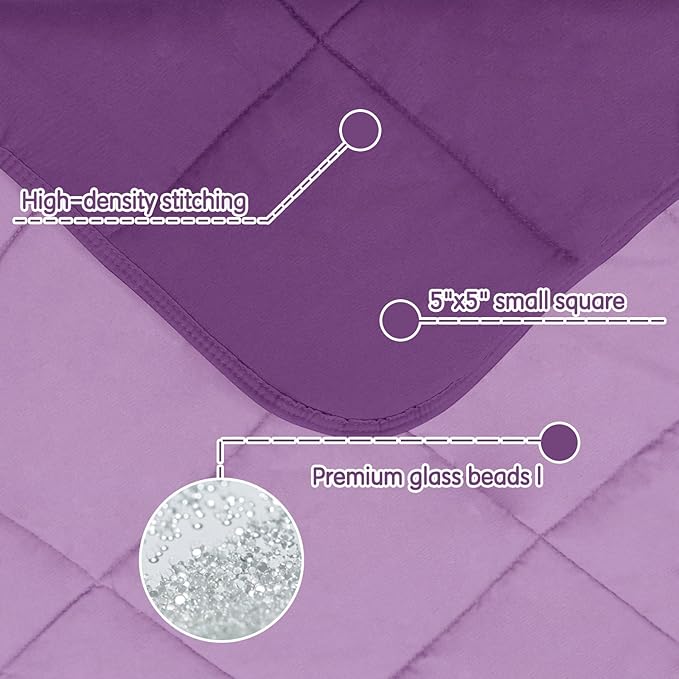 yescool Weighted Blanket (5 lbs, 36" x 48", Purple) Cooling Heavy Blanket for Sleeping Perfect for 40-60 lbs, Breathable Blanket with Premium Glass Bead, Machine Washable