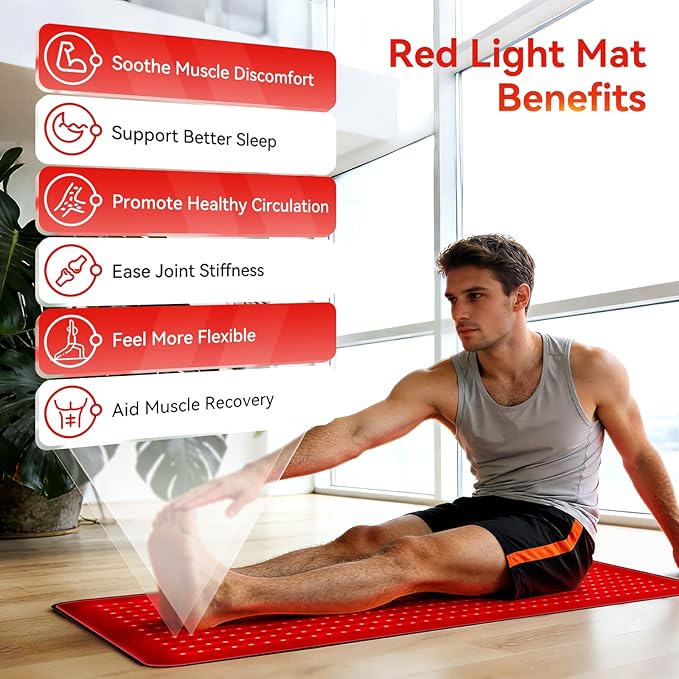 640 LEDs Red Light Therapy Mat for Full Body, 38" x 23.6" TPU Infrared Light Therapy, 3-in-1 LEDs (660nm & 850nm) Premium Foldable Mat with Timer Controller & Pulse Modes for Home Use, 48W