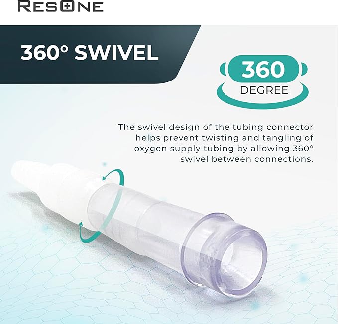 ResOne Oxygen Tubing Swivel Connectors 1-Pack - Nasal Cannula, Hose, Tube Connectors, Oxygen Line Splitter, Concentrator Supplies, 360-Degree Rotation, Medical, Home Use, Standard Size - Male/Female