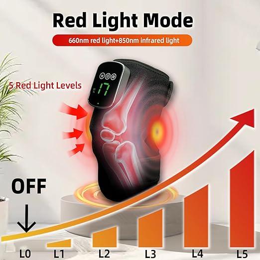 Red Light Therapy for Knee & Elbow, Vibration & Heated Massage for Knee Brace, 660nm&850nm Red Light, for Joint, Elbow, Shoulder Pain Relief, Pack of 2