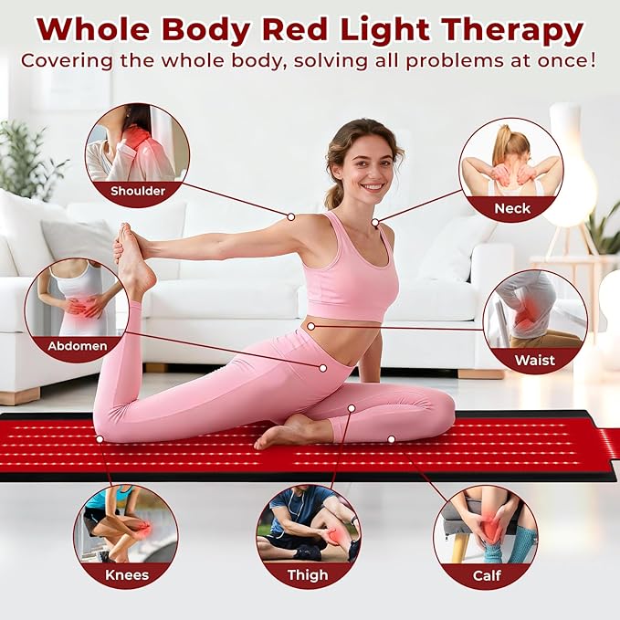 Red Light Therapy Mat for Fully Body, Red Light Blanket Dual Wavelength 660nm & 850nm Infrared Red Light Therapy Pad, Ideal for Home/Office/Men/Women/Elderly 74.8inch*33.46inch 360 LEDs