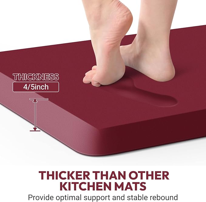 4/5 Inch Thick StepLively Kitchen Mats for Floor,Mat for Kitchen,Floor,Office,Sofa (17.3''x28'' Red)