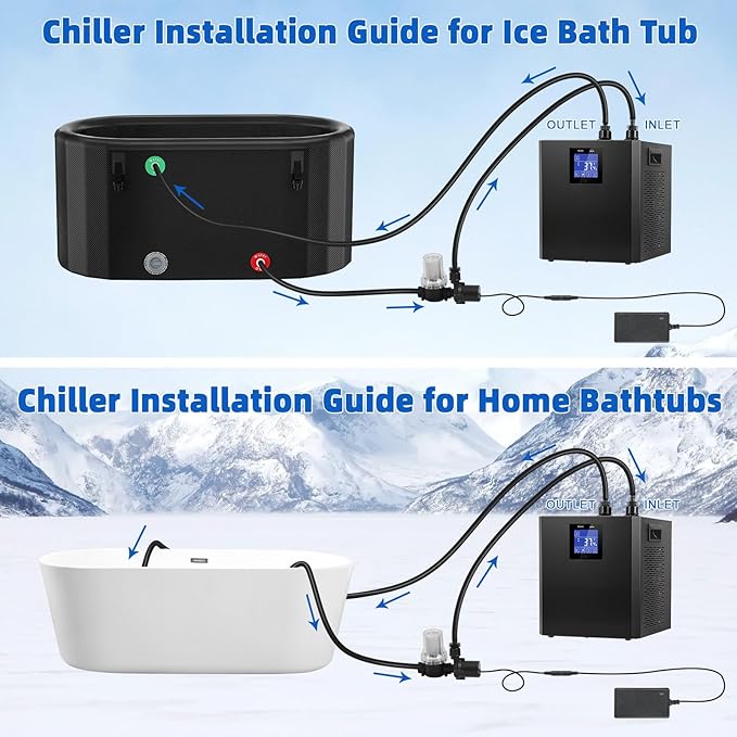 Cold Plunge Chiller, Ice Bath Water Chiller Machine with Pump and Filter, 87 Gallon Capacity, Efficient Cooling System for Athletic Recovery, Easy Setup for Home Gym (Black)