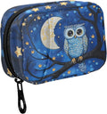 Fustylead Owl Birds on Branch in Night Sky Oil Painting Travel Pill Case Bag with Zipper Weekly Pill Box 8 Compartments 7 Day Personal Pill Case Purse Medicine Case Organizer