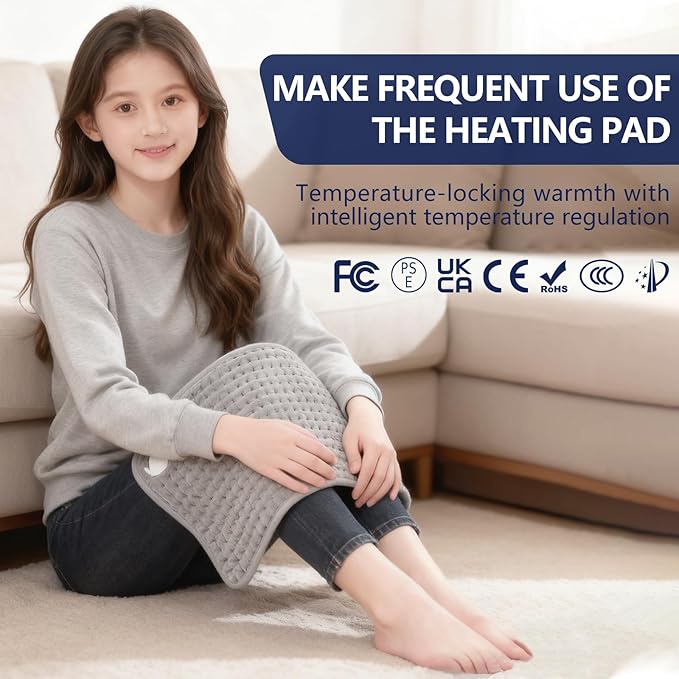 La Phaze Heating Pad for Back, Neck & Shoulder Pain Relief | 9 Heat & 4 Timer Settings | Fast Heating, Machine Washable Cover | for Home & Office Use (17x33 Inches)