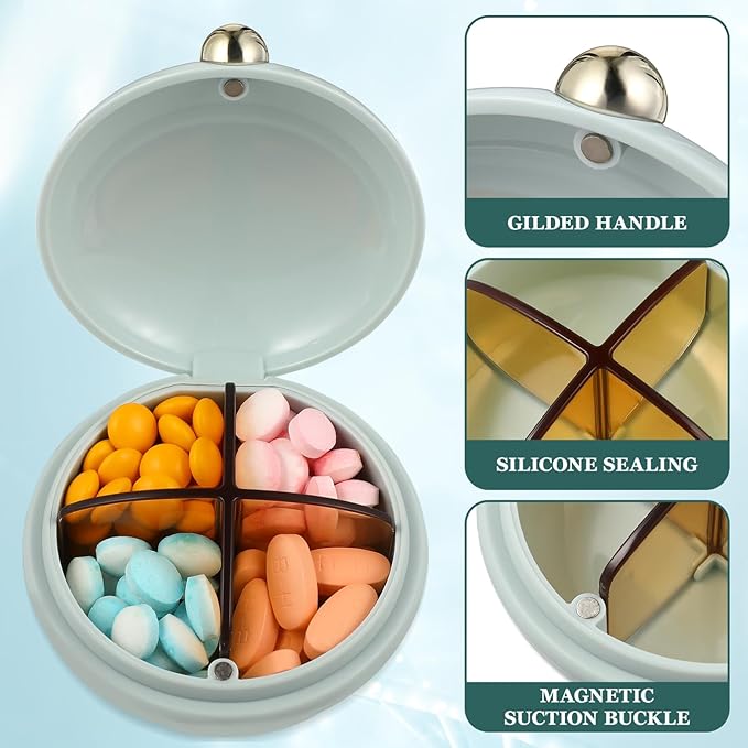 Beaupretty Travel Pill Case, Portable Medicine Organizer, Small Pill Box for Home for Medication, Vitamins, Fish Oils,Coffee