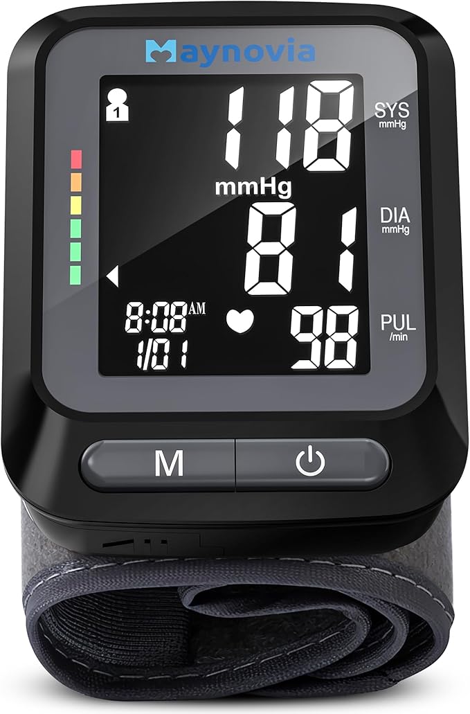 Wrist Blood Pressure Monitor, Blood Pressure Cuff Wrist for Home Use, Automatic Digital BP Monitor with Large Backlit Display, 2 User 120 Memory, Adjustable 5.3"-8.5" Cuff