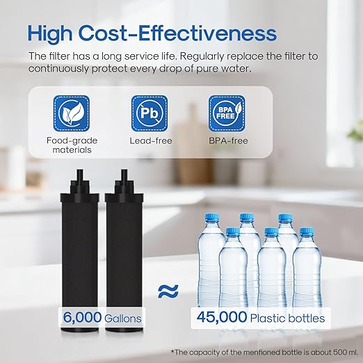 ICEPURE 2.25G Gravity-fed Water Filter System with Sight Glass Spigot, 304 Stainless Steel Countertop System, 2 Black Carbon Filters and Stand, Reduce 99% Chlorine, Lead for Home, Camping, Emergencies