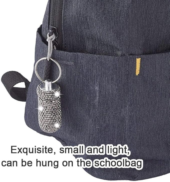 XhuangTech Waterproof Keychain Pill Box Bling Round Medicine Organizer Holder Container Aluminum Portable Mini Bottle Storage Case for Outdoor Travel Camping Purse Pocket (Bright Black)