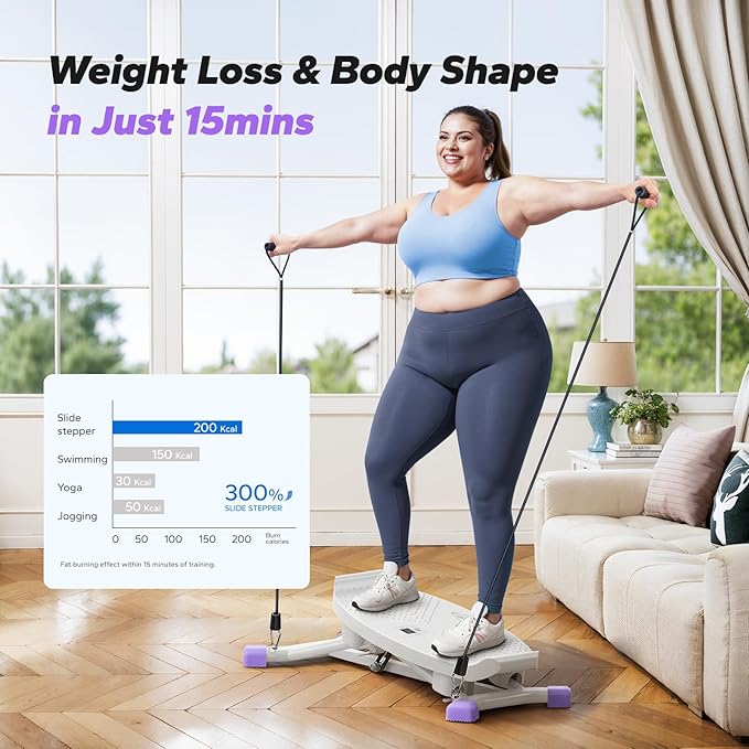 MERACH Balance Board for Adults, Rocking Stepper with Resistance Bands, Portable Wobble Board Featuring LCD Monitor, 300 lbs Capacity Ski Twister Trainer for Full Body Workout at Home Gym
