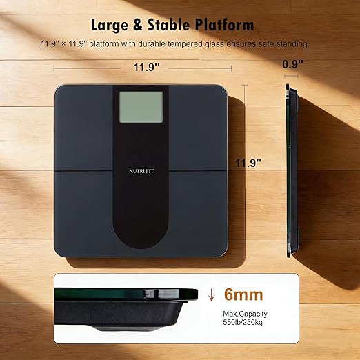 NUTRI FIT Scale for Body Weight 550lb, Digital Bathroom Scales for People, Extra Large LCD Display & Large Clear Numbers, High Upgraded Quality for The Elderly Safe Home Use