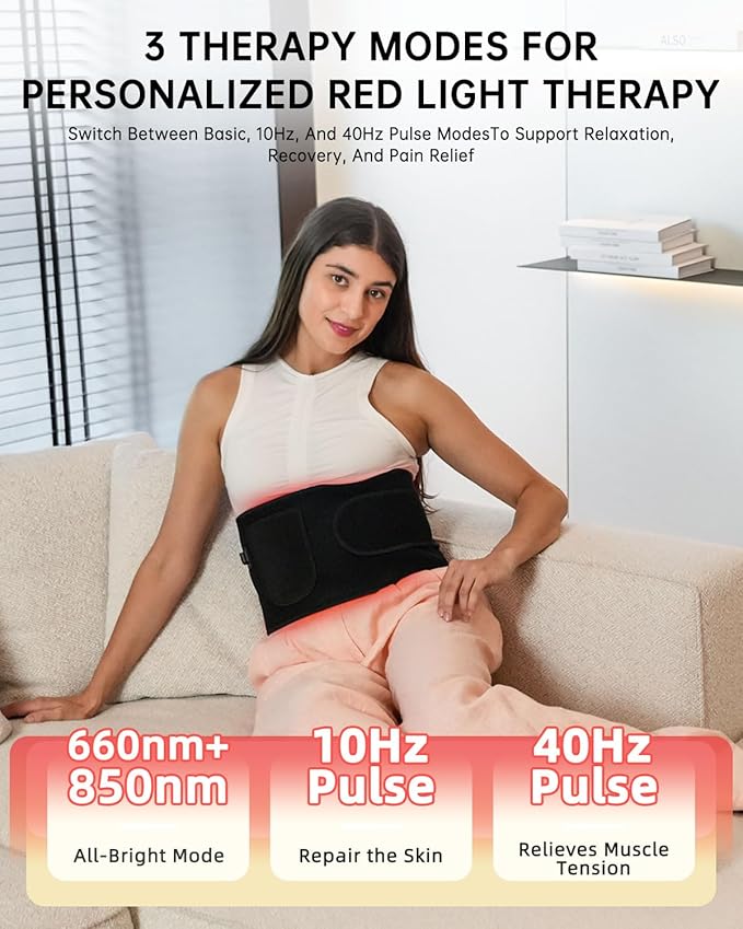 Large Red Light Therapy Belt for Body Pain Relief, 51.2"x7.87", 150 LEDs (660nm+850nm), 3 Therapy Modes & Timer, 5 Intensity Levels, Red Light Therapy Wrap for Arms, Back, Waist & More