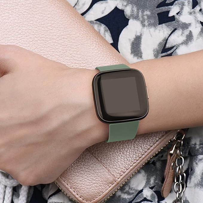 Mugust Sport Bands Compatible with Fitbit Versa 2 / Fitbit Versa /Versa Lite/Versa SE, Classic Soft Silicone Replacement Wristbands Straps for Fitbit Versa 2 Smart Watch Women Men (Large,Avocado