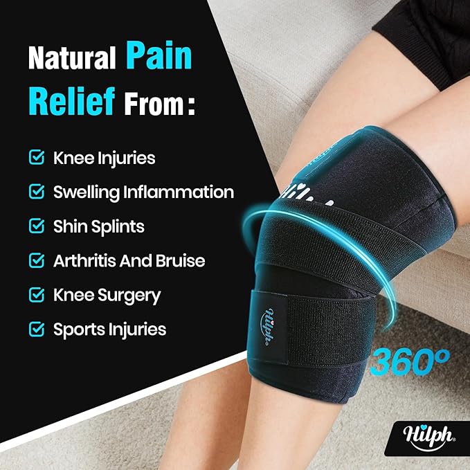 Hilph Knee Ice Pack Wrap Compression Sleeve for Pain Relief with Extra Strap, Flexible Thickened Gel Knee Ice Sleeve for Replacement Surgery, Sports Injuries, Elbow Pain, Meniscus Tear, ACL, MCL