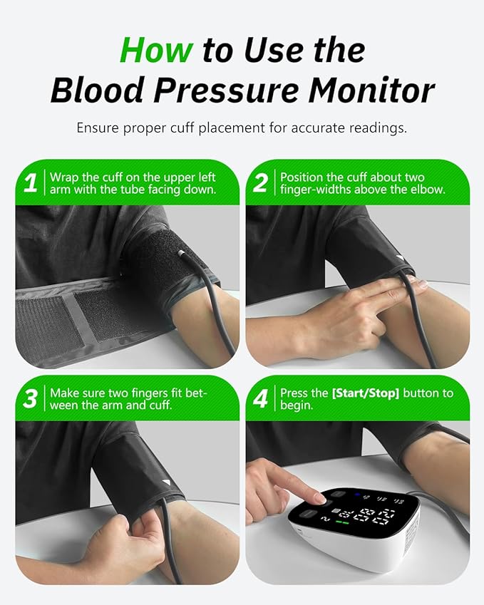 Blood Pressure Monitor with Large Display, Blood Pressure Machine Upper Arm Large Cuff(8.7"-16.5"), High Automatic Blood Pressure Monitors Cuff for Home Use, BP Monitors