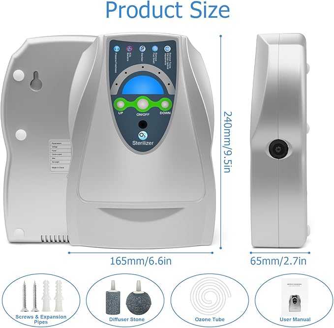Ozone Machine Generator,Multipurpose Water Ozonator with Timer for Air,Water,Food,Home,Room,Car