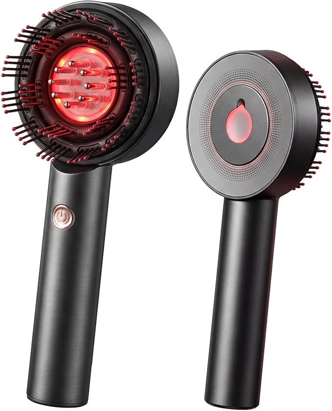 3-in-1 Scalp Massager with Oil Applicator, Portable Cordless Scalp Brush for Men & Women, Adjustable Speed, Soothing Red LED Mode, IPX6 Waterproof, Rechargeable Head Massage Comb for Shower & Dry Use