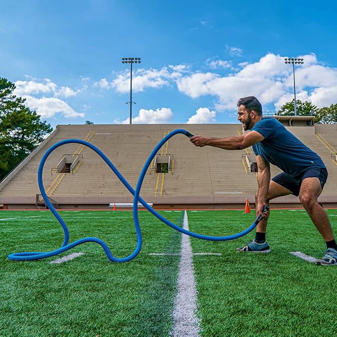 HYPERWEAR Hyper Rope Weighted Short Battle Rope 25 ft / 19 lb – Blue
