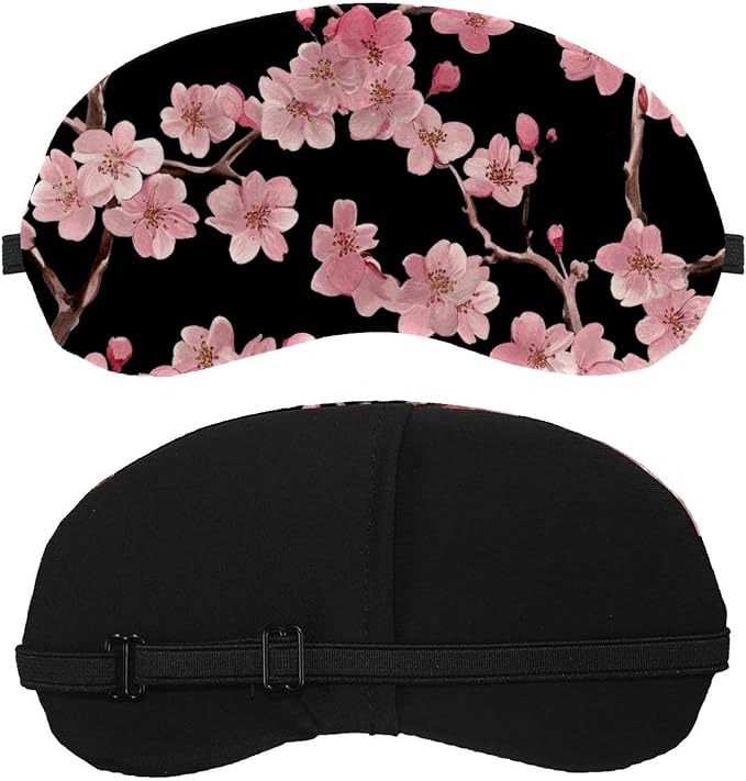 2 Pack Sleep Eye Mask for Women Men, Soft Breathable Eye Cove No Pressure Blackout Night Blindfold for Sleeping Light Blocking with Adjustable Strap, Pink Flowers Printing