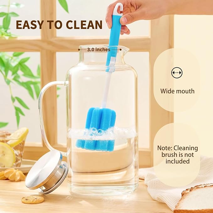 Glass Pitcher, 3.5L/118 oz Glass Water Pitcher with Lid and Spout, Heat/Cold Resistant Borosilicate Glass Water Carafe for Coffee, Juice and Homemade Beverage