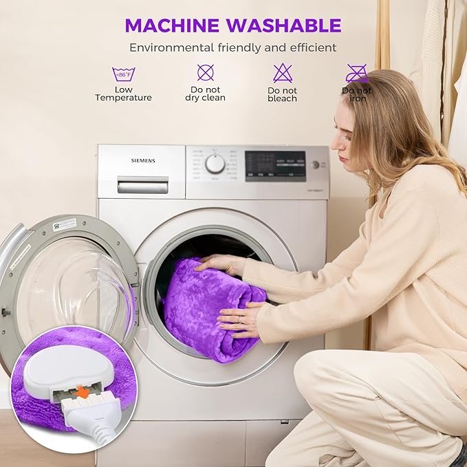 NOWWISH Heating Pad for Back Pain Relief & Period Cramps, 12x24 Inches Electric Heating Pad with 10 Heat Settings, Timer and Auto Shut-Off, Machine Washable, Mothers Day Gifts for Mom Women, Purple