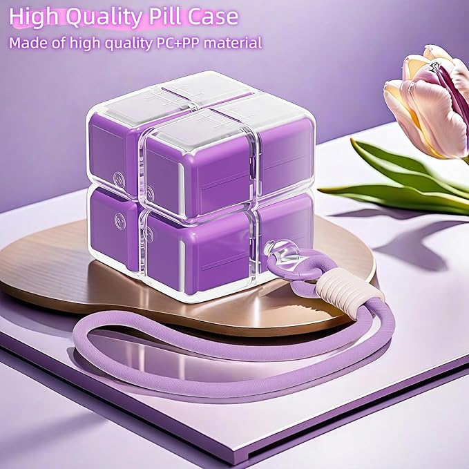 Weekly Pill Organizer, Travel 7 Day Pill Box Case with Magnetic Design, Easy Open Pill Container for 8 Compartments Portable Pill Case Medicine Holder for Vitamins Medication (Multicolor)
