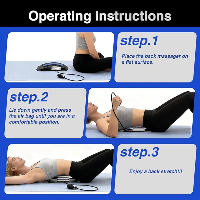 Back Stretcher for Lower Back Pain Relief, Adjustable Lumbar Traction Device, Ergonomic Spine Board with Acupressure Points, Back Massager for Spinal Decompression and Scoliosis
