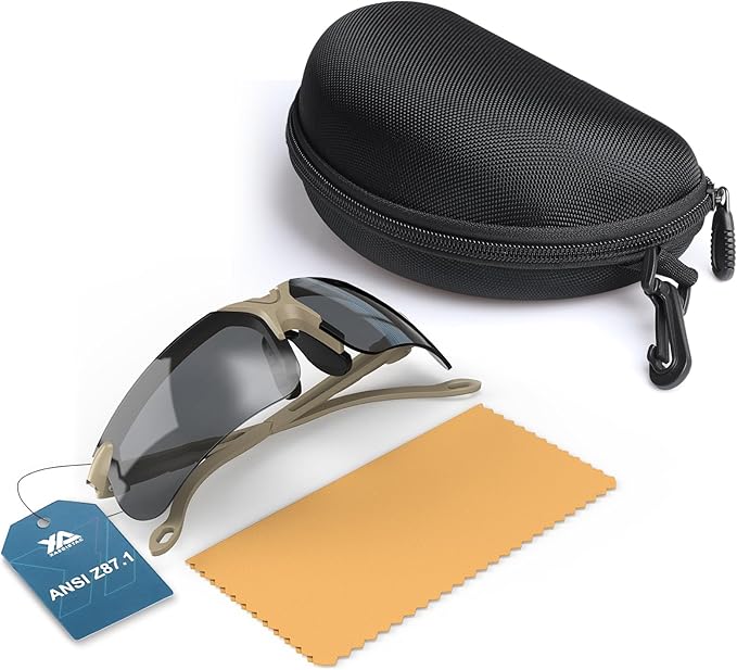 xaegistac Shooting Glasses with Case Anti Fog Hunting Safety Glasses for Adults