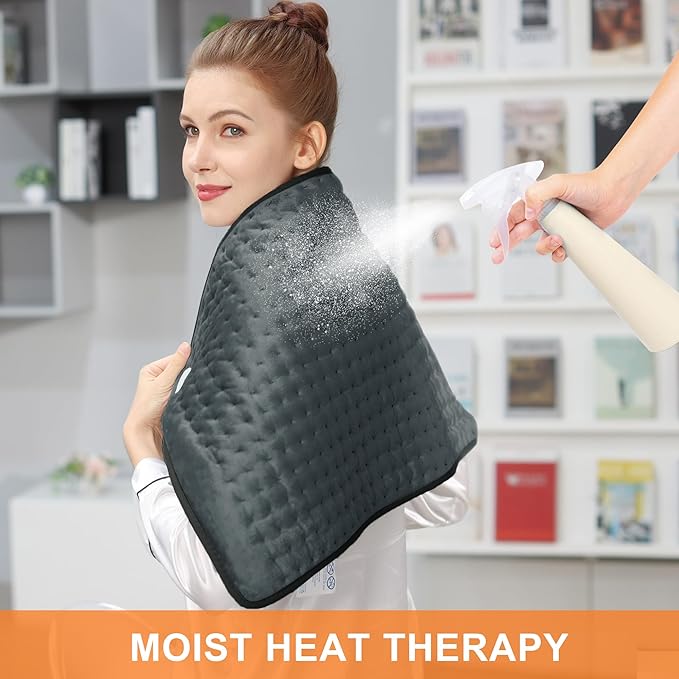 Deepsoon Heating Pad,Electric Heating Pads for Back,Neck,Abdomen,Moist Heating Pad for Shoulder,Knee,Arms,Legs,Dry/Moist Heat & Auto Shut Off,Christmas Gifts for Men and Women,Dark Gray,33x17 Inch
