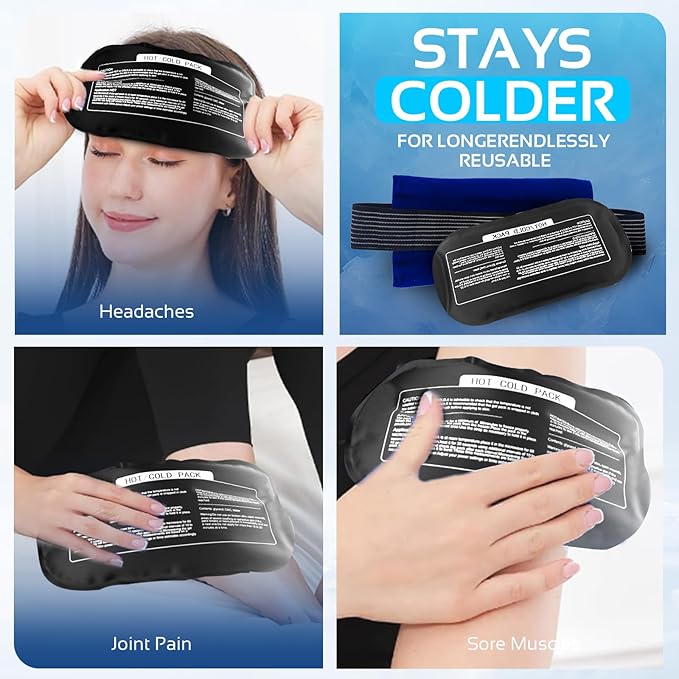 Ice Packs for Injuries Reusable (3-Piece Set) – Hot and Cold Ice Packs for Knee, Reusable Gel Wraps Support, Adjustable Ice Pack Pain Relief for Shoulders, Back Joints Muscles, Knees, Arms and Legs