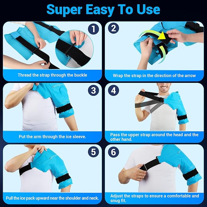 Comfytemp Shoulder Ice Pack Rotator Cuff Cold Therapy Wrap, Gel Packs for Injuries Reusable Hot Cold Compress Shoulder Brace for Pain Relief, Men Women Recovery Item (Large/X-Large)