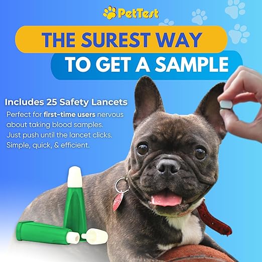 PetTest Beginner Glucose Monitoring Kit for Dogs & Cats, Diabetic Pet Blood Sugar Check Gear, Includes Wireless PetLink+ Meter, 25 Test Strips, 25 Safety Lancets, Soft Carrying Case, and more