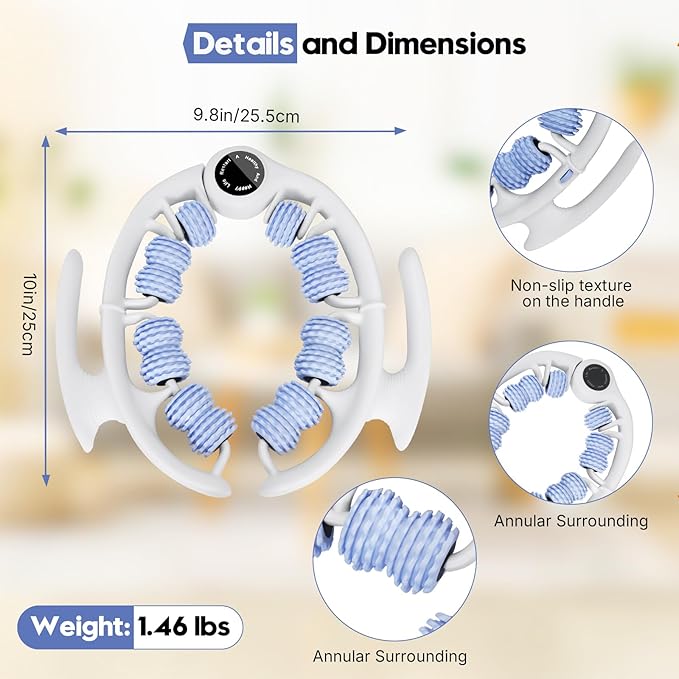 Anti-Cellulite Massage Roller with Detachable Handles | Lymphatic Drainage Massager & Fascia Blaster for Legs, Thighs, Buttocks | Tool for Deep Tissue Pain Relief & Smoother, Contoured Skin (Blue)