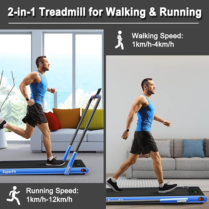 GYMAX Walking Pad, Foldable Under Desk Treadmill with LED Monitor, Remote Control, Smart App Control, Folding Portable Desk Treadmill for Office Standing Desk, Home Office Treadmill