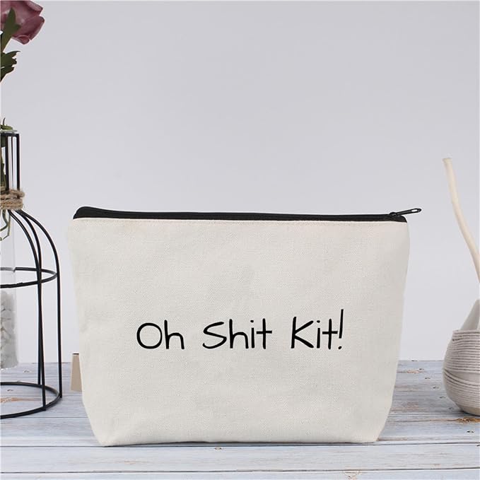 Oh Shit Kit Bag, Pill Bag Funny Travel Pouch Accessories Pouch, Makeup Cosmetic Bags Charger Storage Small Gift for Her (Style B)