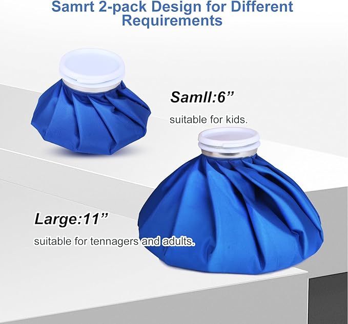 Ice Bags for Injuries, 3rd Gen Reusable Ice Packs, Hot & Cold Therapy Pain Relief, Ice Bag No-Leak & Waterproof, Traditional Ice Pack, Versatile & Durable, Blue (6 in + 11 in)